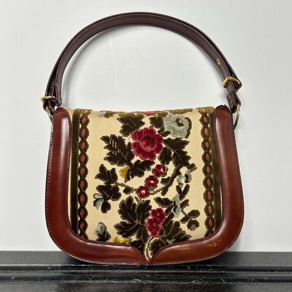 Vintage Tano of Madrid Leather + Velvet Tapestry Handbag/Shoulder Bag - Picture 7 of 10